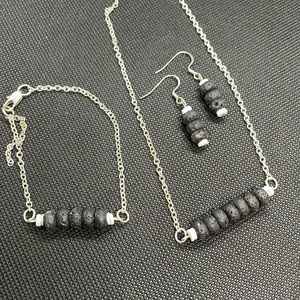 Lava stone necklace oil defuser beads essential oil Lava stone necklace w shell
